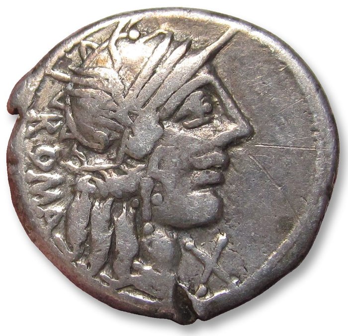 Romerska republiken M Fannius 123 BC Denarius Rome mint