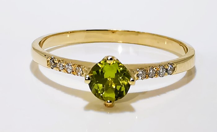 Ingen mindstepris - Ring - 14 karat Gulguld Peridot