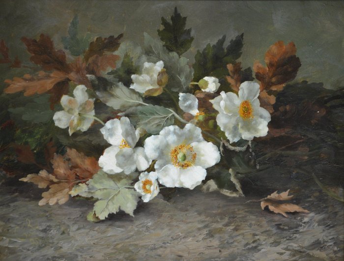 Clara Stenis-Breuer (1871-1935) - Bloemstilleven met Japanse anemonen