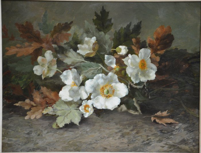 Clara Stenis-Breuer (1871-1935) - Bloemstilleven met Japanse anemonen