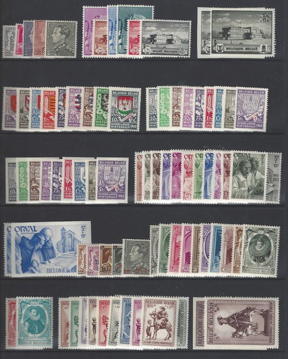 Belgien 1940/1945 - 6 komplette bind med blokkene og stemplerne fra blokkene - OBP/COB 527/724 + BL10/17