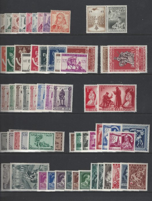 Belgien 1940/1945 - 6 komplette bind med blokkene og stemplerne fra blokkene - OBP/COB 527/724 + BL10/17