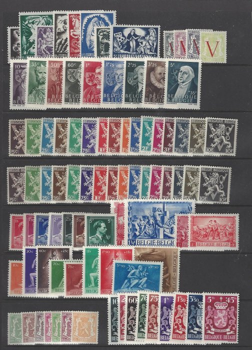 Belgien 1940/1945 - 6 komplette bind med blokkene og stemplerne fra blokkene - OBP/COB 527/724 + BL10/17