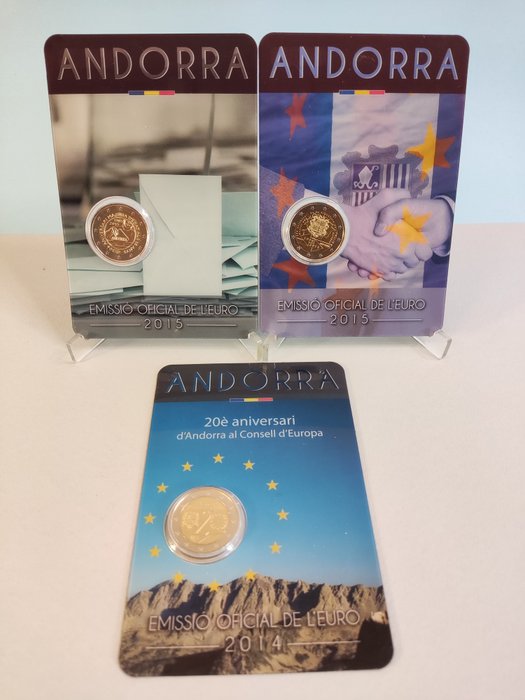 Andorra. 2 Euro 2014/2015 (3 coincards)  (Ingen mindstepris)