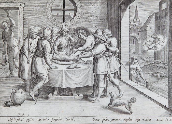 Johann Sadeler (1550-1600) - Paasfeest en de tiende plaag van Egypte