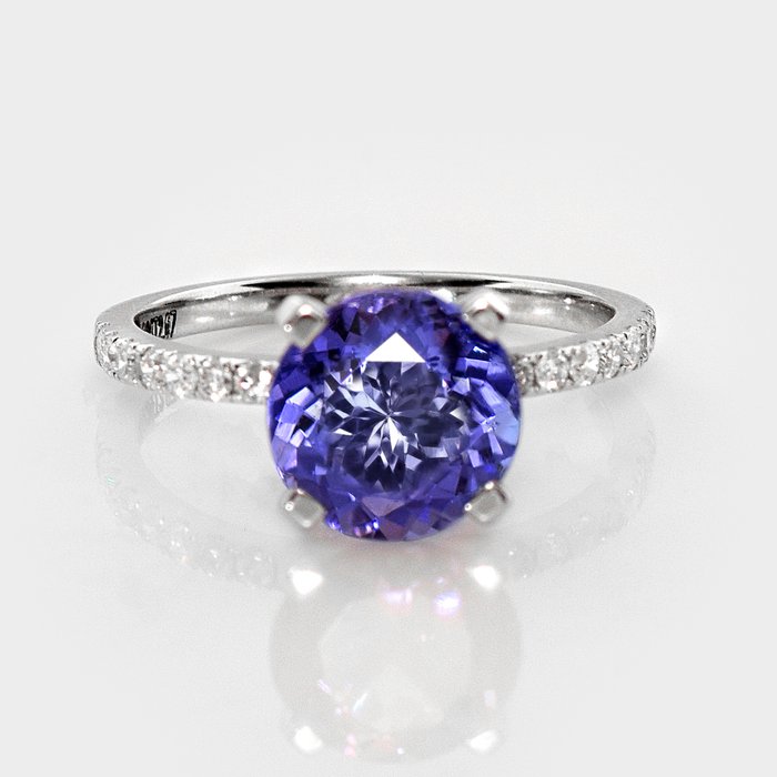 Ingen mindstepris - Ring - 14 karat Hvidguld -  2.91ct. tw. Tanzanit - Diamant - IGI 2,67 ct lavendel