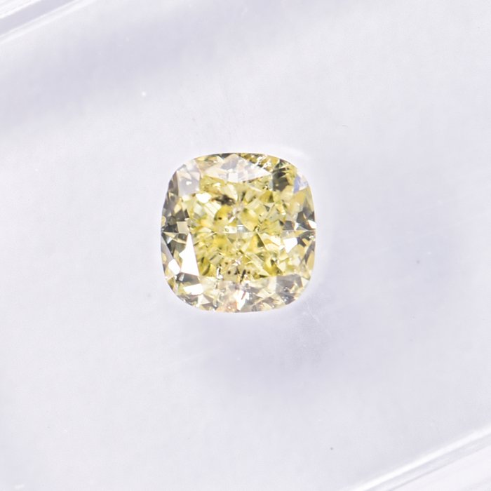 Ingen mindstepris - 1 pcs Diamant  (Naturfarvet)  - 0.50 ct - Pude - Fancy Gul - I1 - International Gemological Institute (IGI)