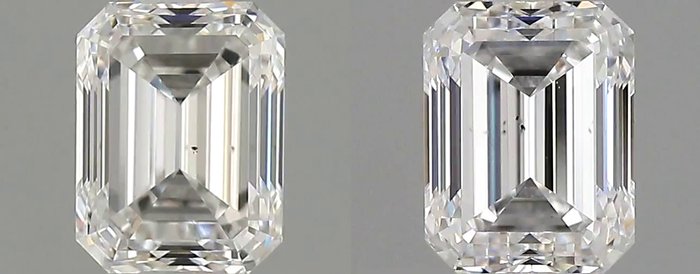 Ingen mindstepris - 2 pcs Diamant  (Natur)  - 1.00 ct - Smaragd - E - VS2 - Gemological Institute of America (GIA) - *Matchende par*EX Ingen*