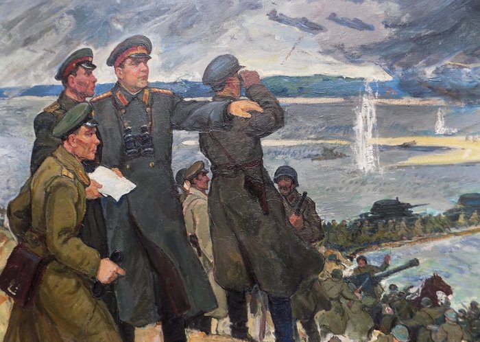 Gavdzinsky Albin Stanislavovich (1923-2014) - Generale Rodion Malinovsky durante l'offensiva del basso Dnepr - XXL FORMAT