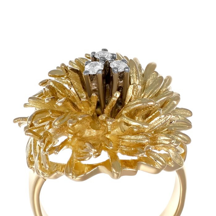 Ring - 18 kraat Gulguld, Hvidguld -  0.15ct. tw. Diamant (Natur)