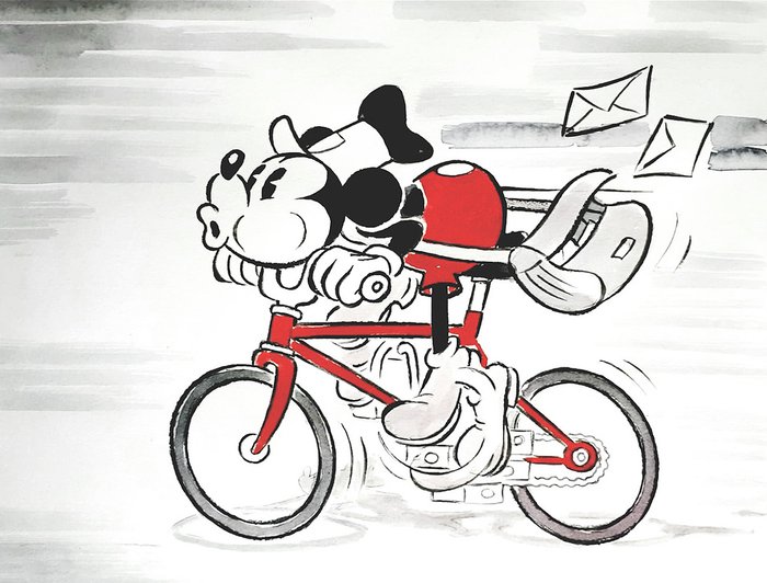 Tony Fernandez - Mickey Mouse as Mail Carrier on His Bike - A.P. Signed Giclée