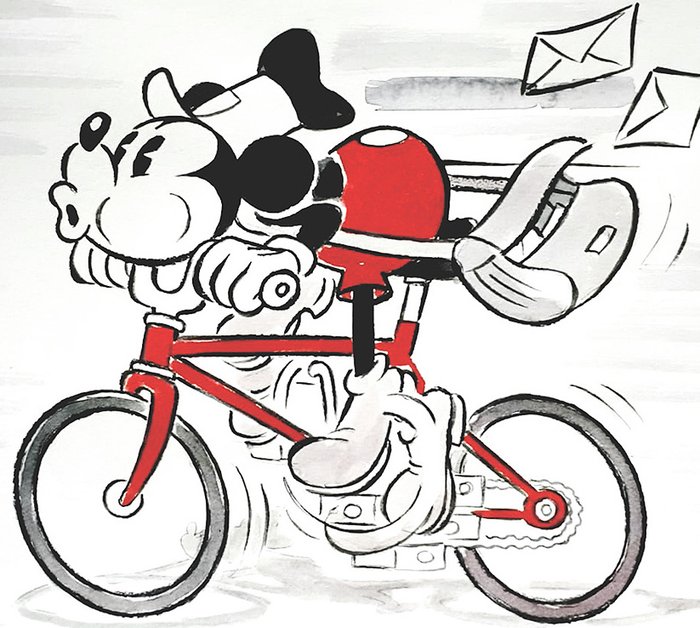 Tony Fernandez - Mickey Mouse as Mail Carrier on His Bike - A.P. Signed Giclée