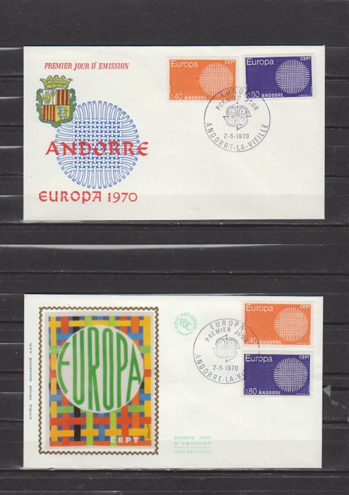 Europa CEPT 1970/1972 - Europa FDC komplet samling 1970 - 1972, uskreven og brugt. - Europa FDC complete verzameling 1970 - 1972 onbeschreven en gelopen.