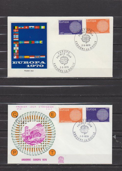 Europa CEPT 1970/1972 - Europa FDC komplet samling 1970 - 1972, uskreven og brugt. - Europa FDC complete verzameling 1970 - 1972 onbeschreven en gelopen.