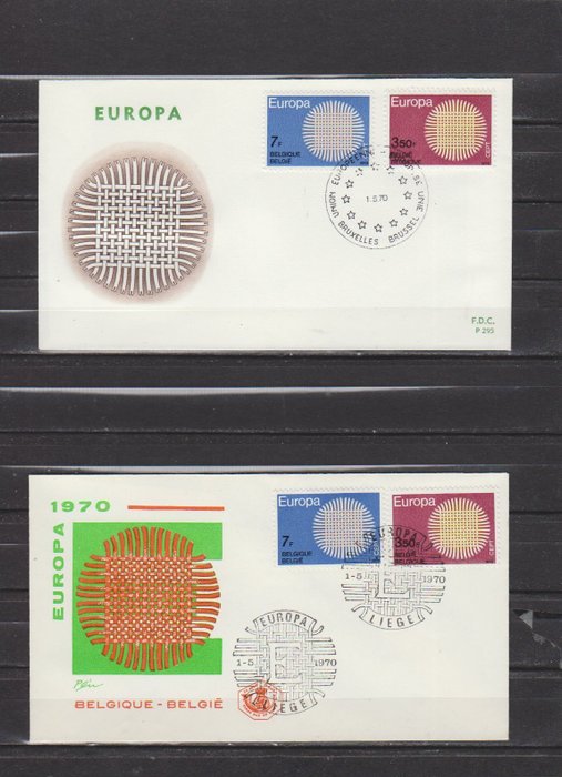 Europa CEPT 1970/1972 - Europa FDC komplet samling 1970 - 1972, uskreven og brugt. - Europa FDC complete verzameling 1970 - 1972 onbeschreven en gelopen.