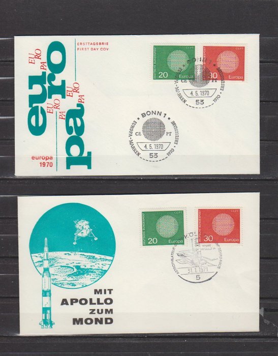 Europa CEPT 1970/1972 - Europa FDC komplet samling 1970 - 1972, uskreven og brugt. - Europa FDC complete verzameling 1970 - 1972 onbeschreven en gelopen.