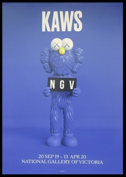 KAWS - Affiche originale d'exposition (version bleue) - NGV Melbourne - 2019