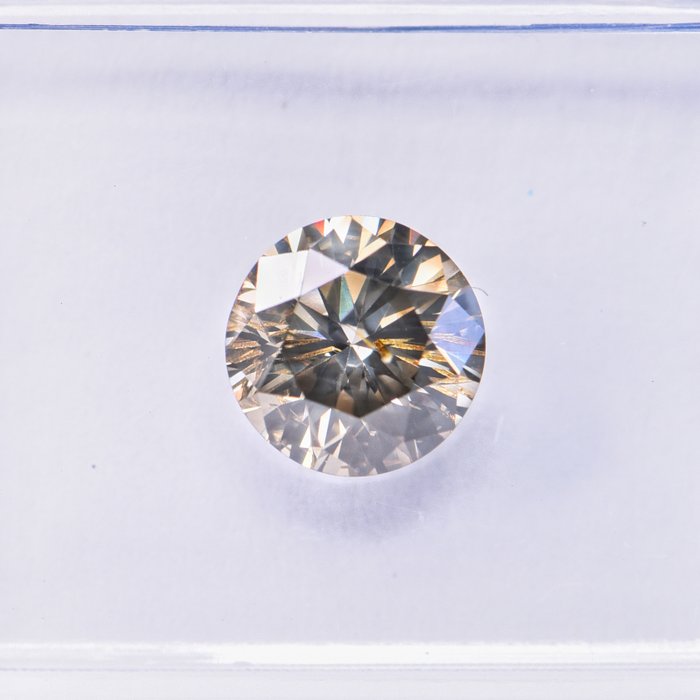 Ingen mindstepris - 1 pcs Diamant  (Naturfarvet)  - 0.98 ct - Rund - Fancy Brunlig, Gullig Grå - SI2 - International Gemological Institute (IGI)