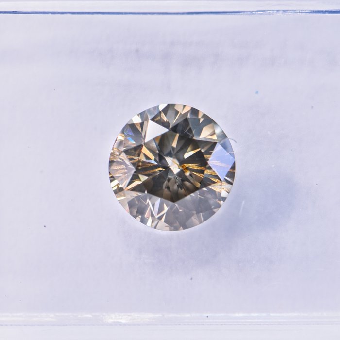 Ingen mindstepris - 1 pcs Diamant  (Naturfarvet)  - 0.98 ct - Rund - Fancy Brunlig, Gullig Grå - SI2 - International Gemological Institute (IGI)