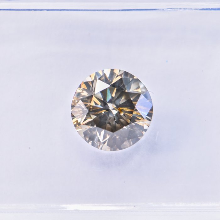 Ingen mindstepris - 1 pcs Diamant  (Naturfarvet)  - 0.98 ct - Rund - Fancy Brunlig, Gullig Grå - SI2 - International Gemological Institute (IGI)