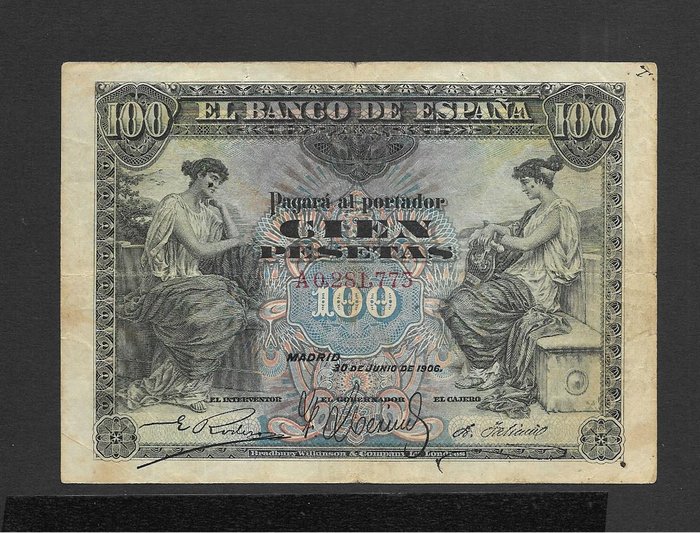 Spanien. - 100 Pesetas - 1906 - Pick 59  (Ingen mindstepris)