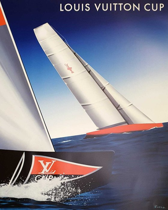 Razzia (Gerard Courbouleix Dénériaz) - Louis Vuitton Cup Valencia - Manifesto originale firmato