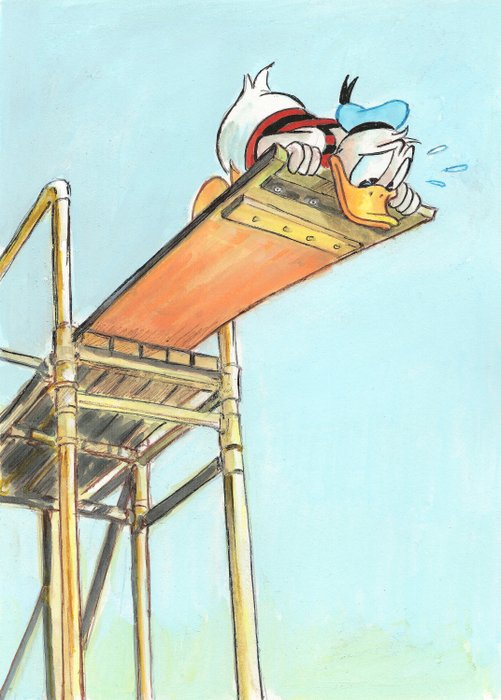 Tony Fernandez - Donald Duck Inspired by Norman Rockwell's "High Dive" (1947)