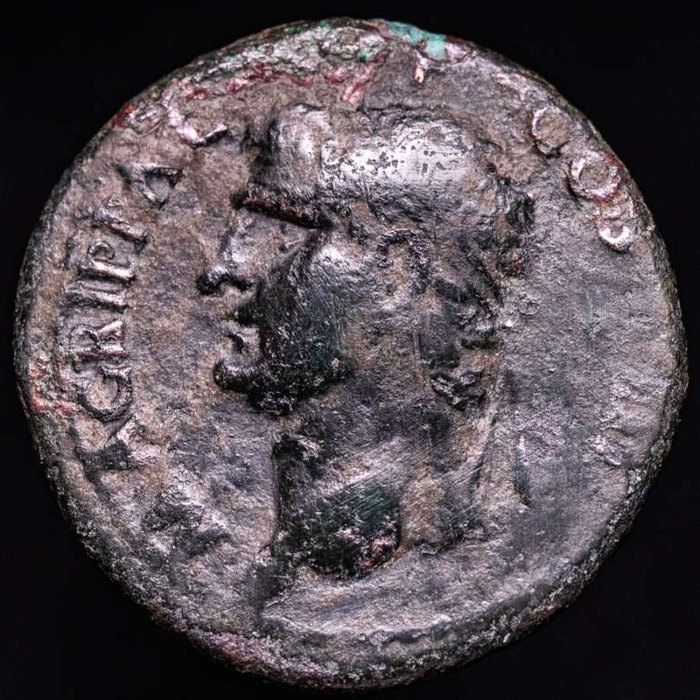 Romarriket. Agrippa (64/3-12 f.Kr.). As Rome mint, struck under Caligula (37-41 A.D.) Neptune  (Ingen mindstepris)