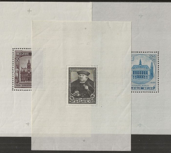 Belgien 1935/1936 - Blokke Tassis, Borgerhout, Charleroi - OBP/COB BL4A, BL5A, BL6A