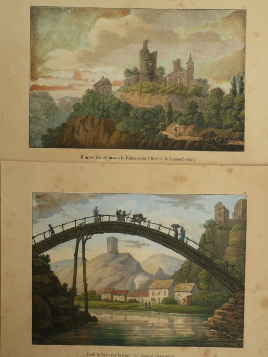 Luxembourg - Falkenstein / Esch-sur-Sûre; JB Jobard - Esch le Trou sur la Sure / Ruines du Chateau de Falkenstein - 1825