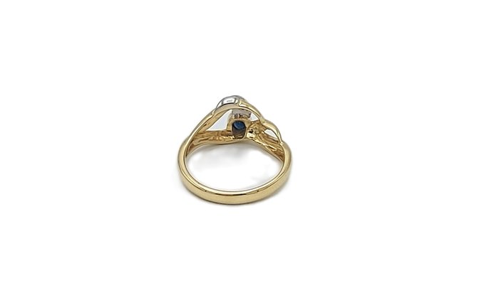 Ring - 18 kraat Gulguld, Hvidguld -  0.20ct. tw. Safir - Diamant