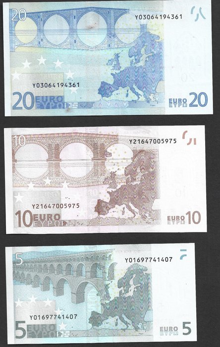 Den Europæiske Union - Grækenland. - 5 + 10 + 20 Euro 2002 - Trichet  (Ingen mindstepris)