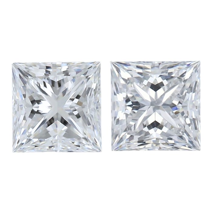 2 pcs Diamant  (Natur)  - 1.22 ct - Kvadrat - F, G - VVS2 - Gemological Institute of America (GIA)