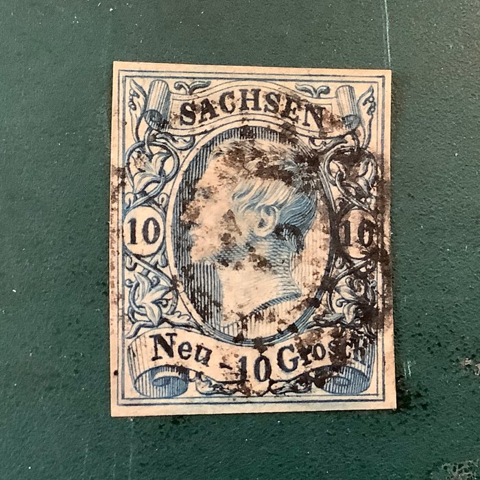 Sachsen 1856 - 10 Groschen - godkendt Diena og fotocertifikat Raybaudi - Michel 13