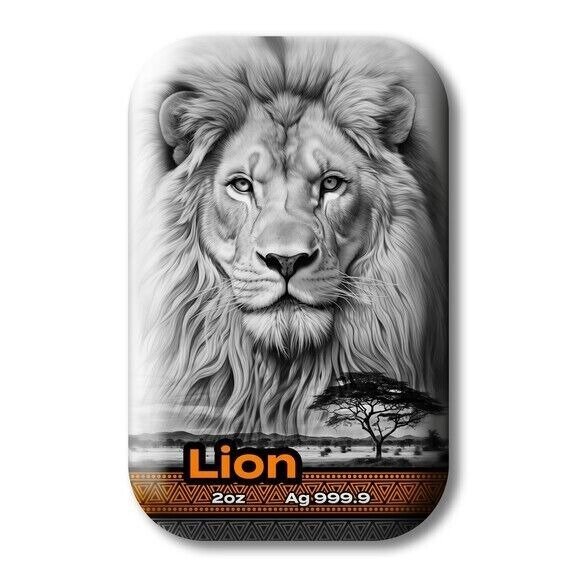 Polen. Silver Bar 2024 - Royal Krakow Mint - Big Five of Africa - Lion Löwe, 2 Oz (.999)  (Ingen mindstepris)