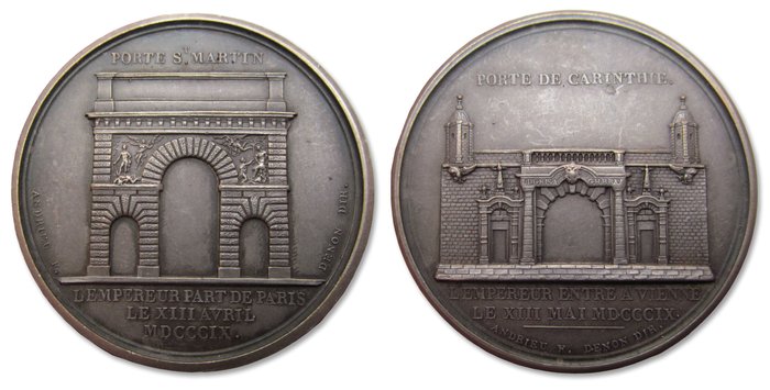 1809, commemorating Napoleon's entrance into Vienna - NOTE, this medal is a later restrike in silver