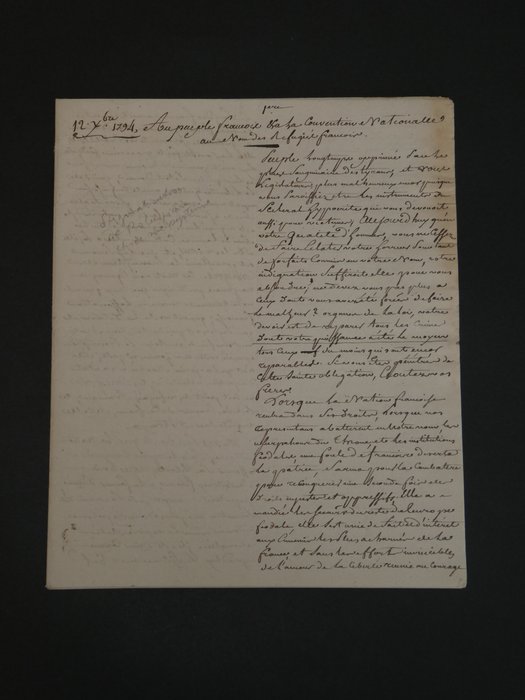 Révolution française - La terreur et La terreur blanche - Superbe manuscrit autographe - Critique de Robespierre et de son système - 17 pages - 1794