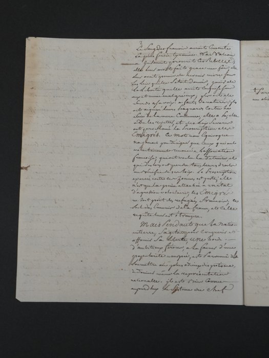 Révolution française - La terreur et La terreur blanche - Superbe manuscrit autographe - Critique de Robespierre et de son système - 17 pages - 1794