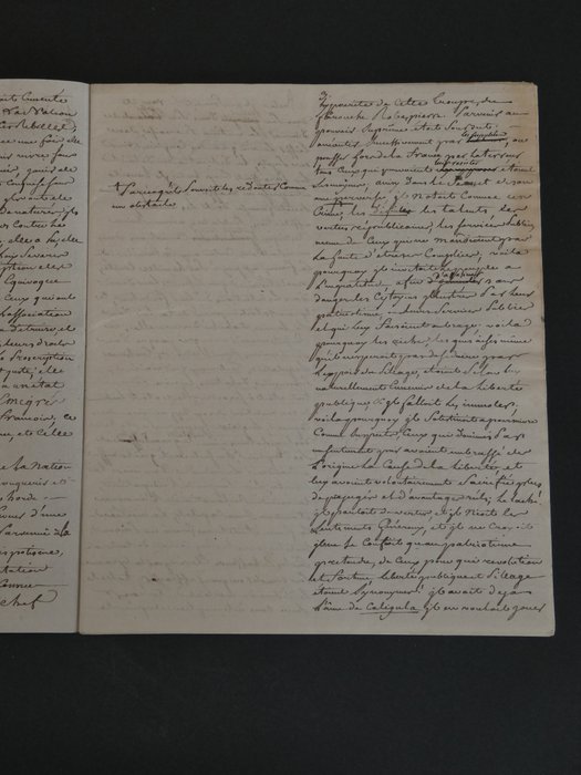 Révolution française - La terreur et La terreur blanche - Superbe manuscrit autographe - Critique de Robespierre et de son système - 17 pages - 1794