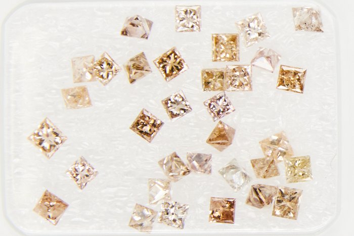 Ingen mindstepris - 33 pcs Diamant  (Natur)  - 1.23 ct - Kvadrat - I1, I2, I3, SI1, SI2 - Gem Report Antwerp (GRA) - INGEN RESERVEPRIS