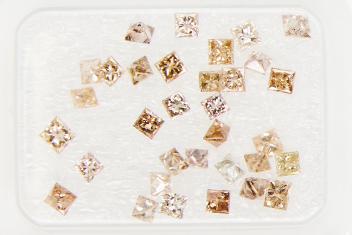 Ingen mindstepris - 33 pcs Diamant  (Natur)  - 1.23 ct - Kvadrat - I1, I2, I3, SI1, SI2 - Gem Report Antwerp (GRA) - INGEN RESERVEPRIS