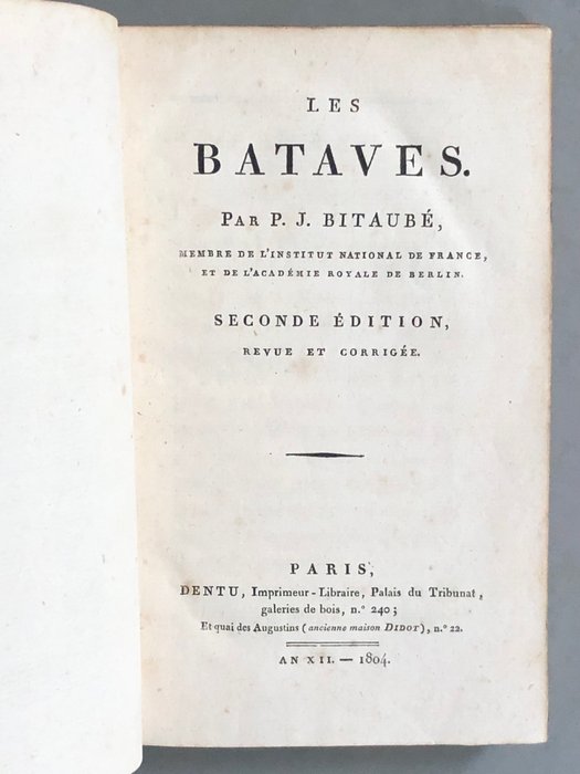 Jean Bitaubé - Les Bataves - 1804