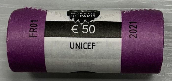 Frankrig. 2 Euro 2021 "UNICEF" (25 monnaies) en rouleau  (Ingen mindstepris)