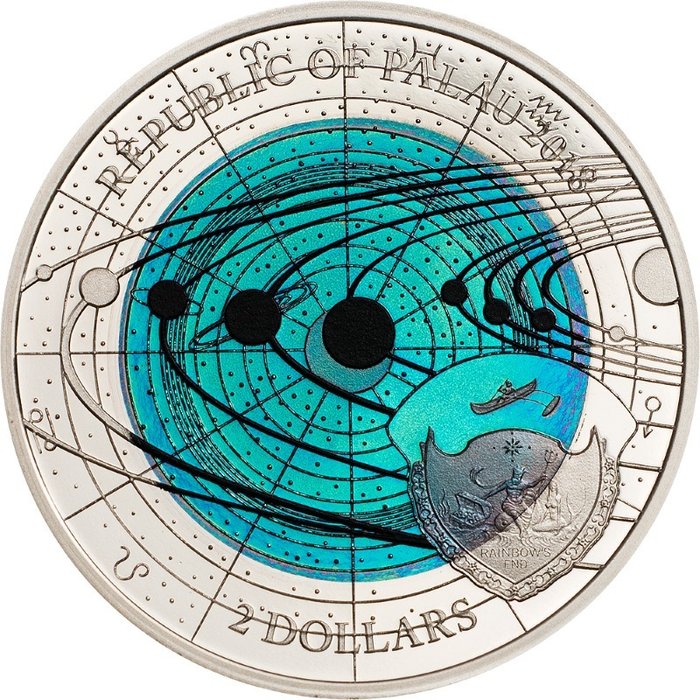 Palau. 2 Dollars 2018 Solar System - Uranus Niobium, Proof  (Ingen mindstepris)