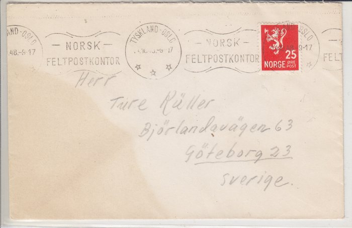 Tyskland 1940/1941 - Tysk besættelse af Norge, 2 breve af norsk. Post transporteret med tysk censur