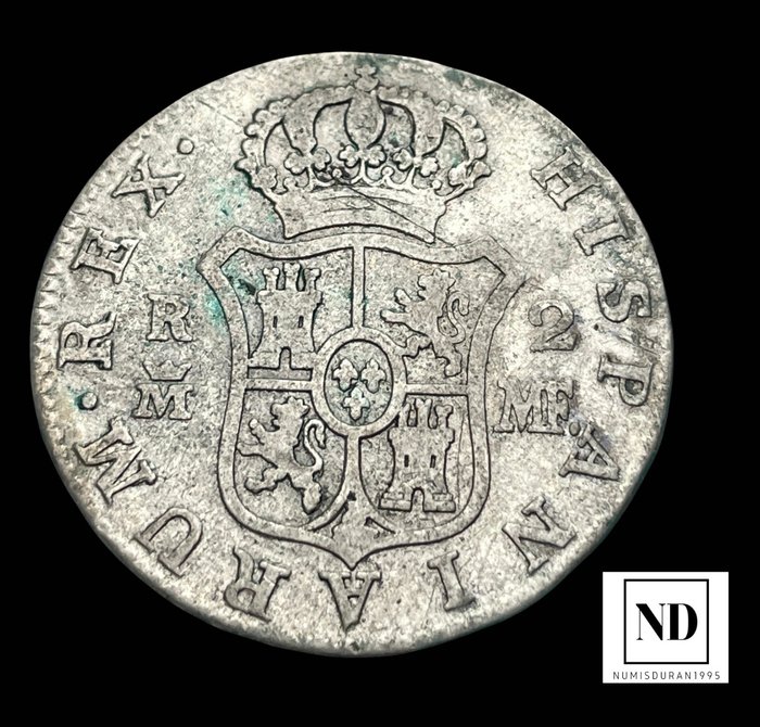 Spanien. Carlos IV. 2 Reales 1793 - Madrid MF  (Ingen mindstepris)