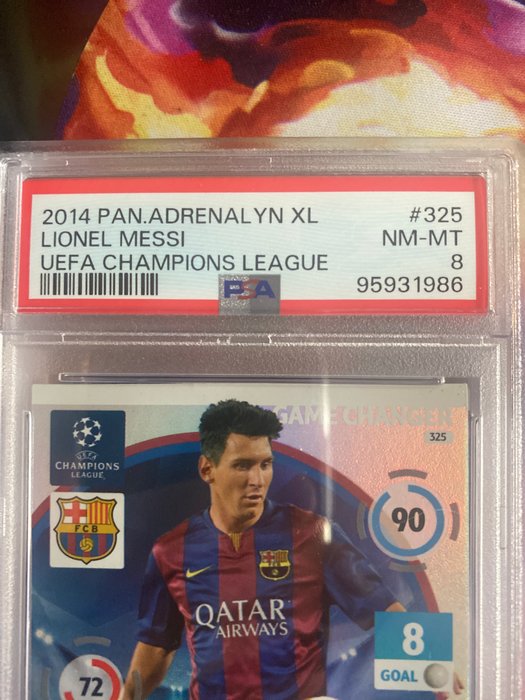 2014/15, 2022/23 Panini Qatar 2022 World Cup, UEFA Champions League Chrome Kylian Mbappé, Lionel Messi, Andres Iniesta PSA 8- 7 - 5 - 3 Graded card