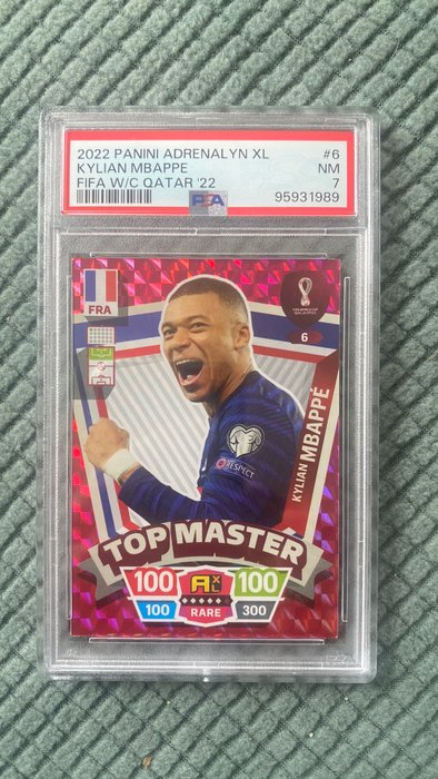 2014/15, 2022/23 Panini Qatar 2022 World Cup, UEFA Champions League Chrome Kylian Mbappé, Lionel Messi, Andres Iniesta PSA 8- 7 - 5 - 3 Graded card