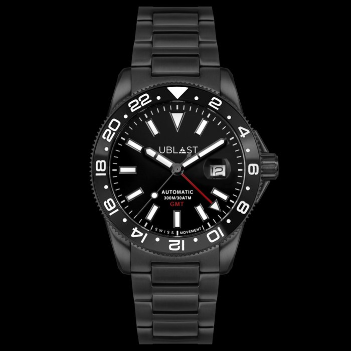 Ublast - Royal GMT Professional - UBRGB44BK - Automatic Swiss MOVT - Mænd - Ny