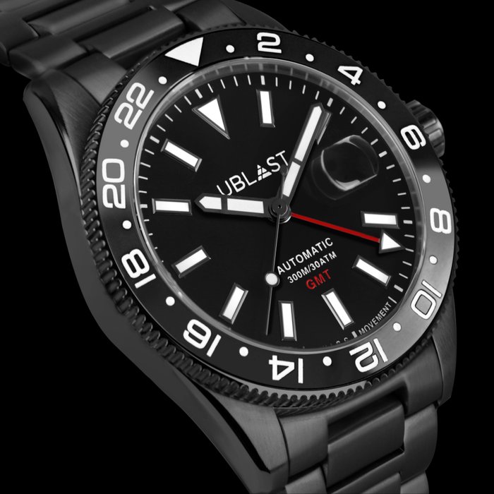 Ublast - Royal GMT Professional - UBRGB44BK - Automatic Swiss MOVT - Mænd - Ny